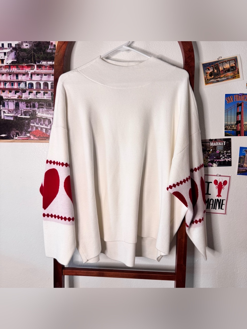 Anthropologie Maeve Carys Mock Neck Heart Knit Sweater - Picture 2 of 6